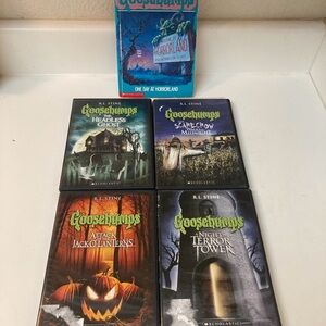 Lot of 5 Goosebumps DVDs and Book RL Stine Kids Books